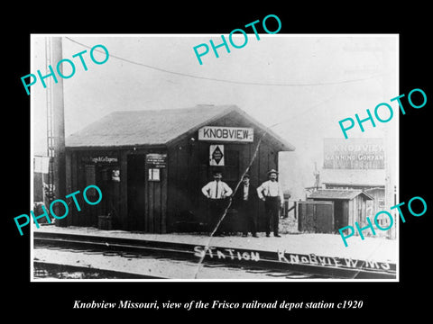 OLD LARGE HISTORIC PHOTO OF KNOBVIEW MISSOURI, THE FRISCO RAILROAD DEPOT c1920