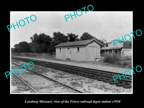 OLD LARGE HISTORIC PHOTO OF LEASBURG MISSOURI, THE FRISCO RAILROAD DEPOT c1950