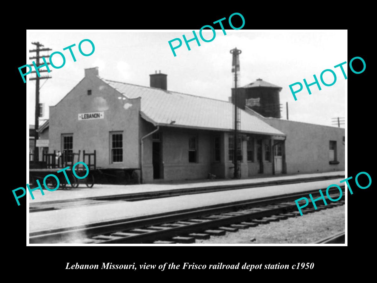 OLD LARGE HISTORIC PHOTO OF LEBANON MISSOURI, THE FRISCO RAILROAD DEPOT c1950