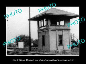 OLD LARGE HISTORIC PHOTO OF NORTH CLINTON MISSOURI, FRISCO RAILROAD TOWER c1950