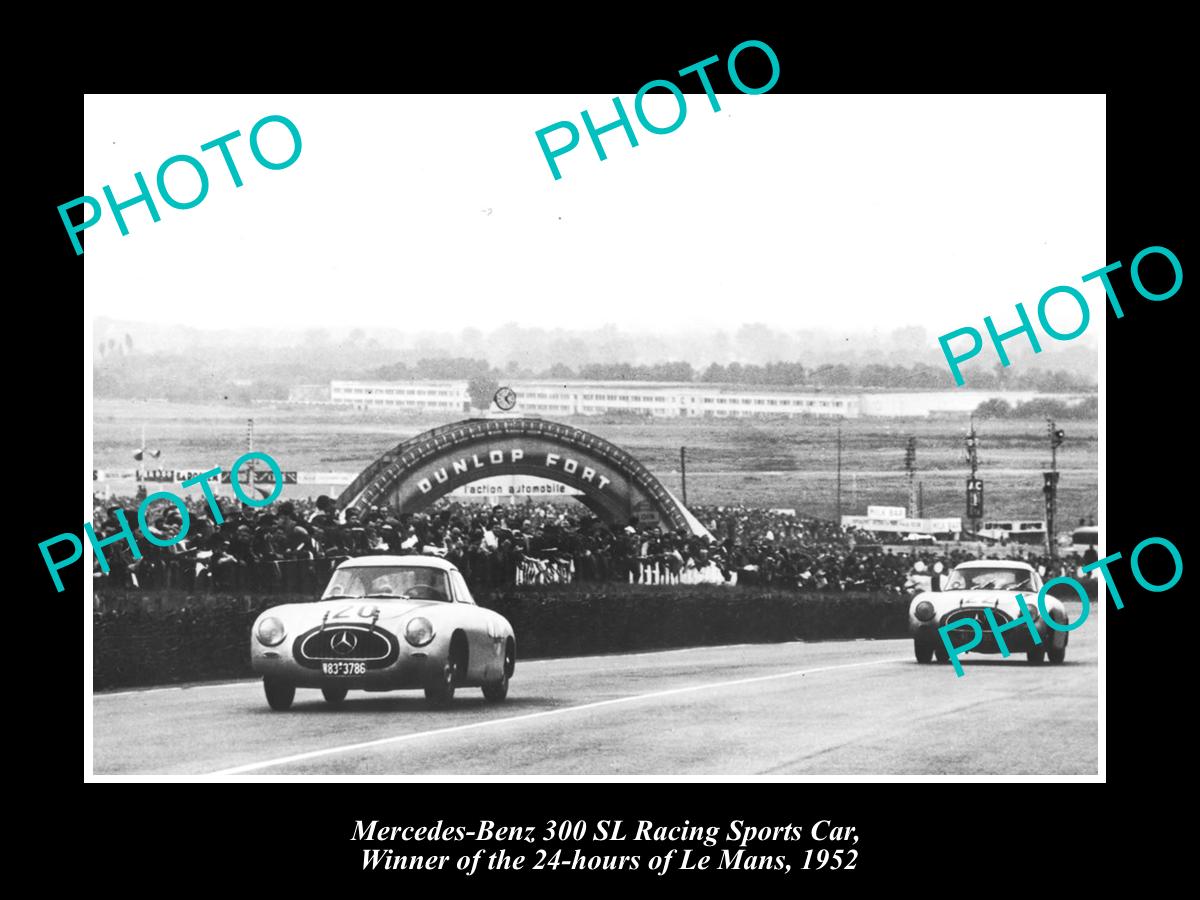 OLD LARGE HISTORIC PHOTO MERCEDES BENZ 300 SL RACE CAR WINNING LE MANS 1952