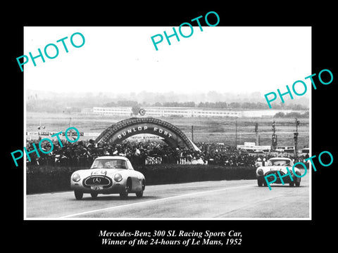 OLD LARGE HISTORIC PHOTO MERCEDES BENZ 300 SL RACE CAR WINNING LE MANS 1952