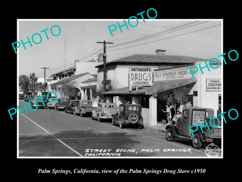 OLD LARGE HISTORIC PHOTO PALM SPRINGS CALIFORNIA, PALM SPRINGS DRUG STORE c1950