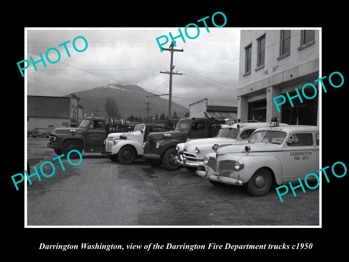 OLD LARGE HISTORIC PHOTO OF DARRINGTON WASHINGTON, THE FIRE DEPARTMENT c1950