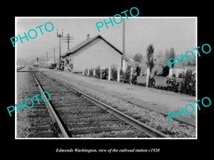 OLD LARGE HISTORIC PHOTO OF EDMONDS WASHINGTON, THE RAILROAD STATION c1920