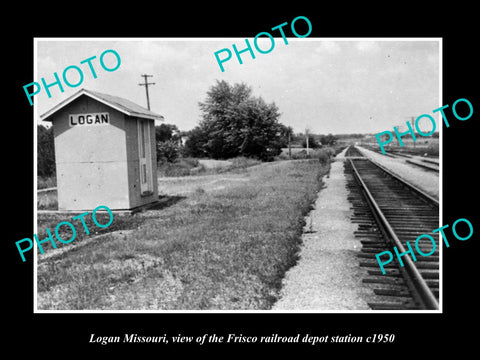 OLD LARGE HISTORIC PHOTO OF LOGAN MISSOURI, THE FRISCO RAILROAD STATION c1950