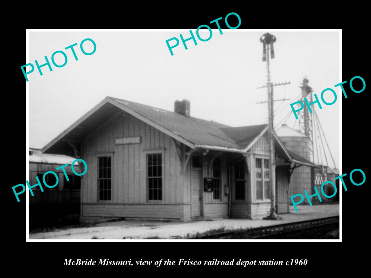 OLD LARGE HISTORIC PHOTO OF McBRIDE MISSOURI, THE FRISCO RAILROAD STATION c1960