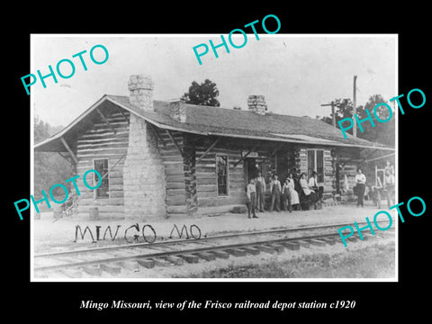 OLD LARGE HISTORIC PHOTO OF MINGO MISSOURI, THE FRISCO RAILROAD STATION c1920