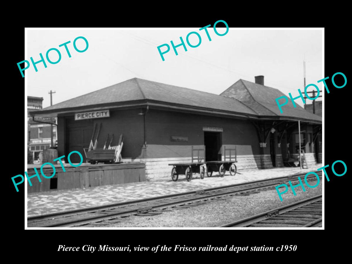 OLD LARGE HISTORIC PHOTO OF PIERCE CITY MISSOURI, FRISCO RAILROAD STATION c1950