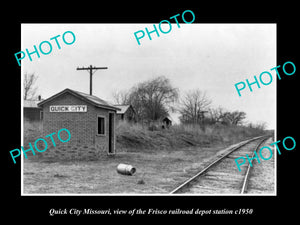 OLD LARGE HISTORIC PHOTO OF QUICK CITY MISSOURI, FRISCO RAILROAD STATION c1950