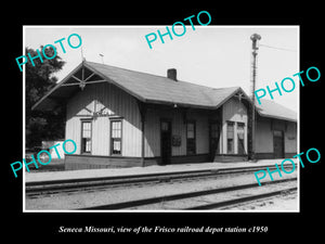 OLD LARGE HISTORIC PHOTO OF SENECA MISSOURI, THE FRISCO RAILROAD STATION c1950