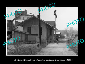 OLD LARGE HISTORIC PHOTO OF St MARYS MISSOURI, THE FRISCO RAILROAD STATION c1950