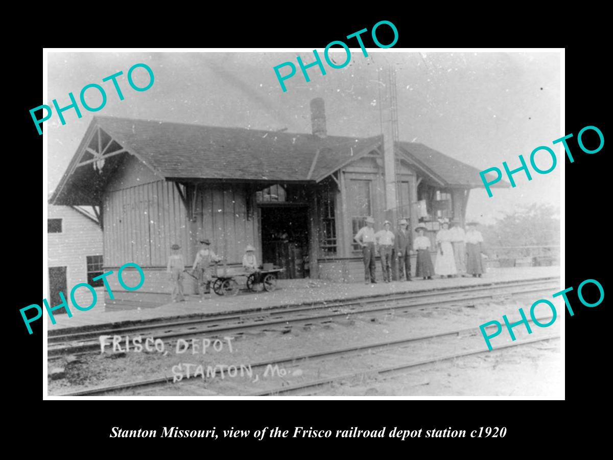 OLD LARGE HISTORIC PHOTO OF STANTON MISSOURI, THE FRISCO RAILROAD STATION c1920