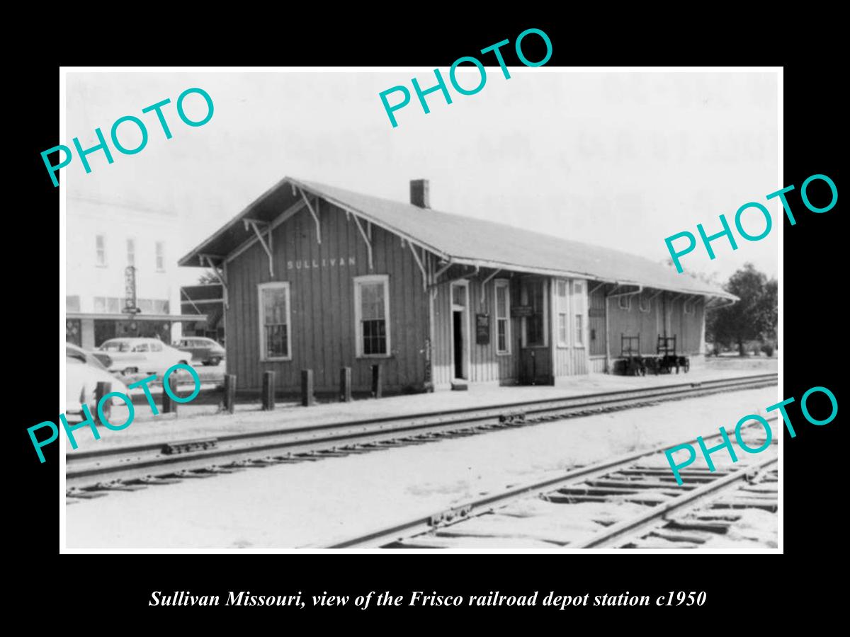 OLD LARGE HISTORIC PHOTO OF SULLIVAN MISSOURI, THE FRISCO RAILROAD STATION c1950