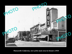 OLD LARGE HISTORIC PHOTO WATSONVILLE CALIFORNIA, THE MAIN St & THEATER c1930