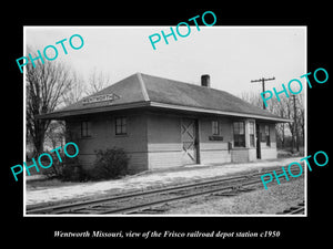 OLD LARGE HISTORIC PHOTO OF WENTWORTH MISSOURI, THE FRISCO RAILROAD STATION 1950