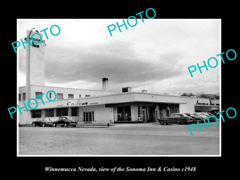 OLD LARGE HISTORIC PHOTO WINNEMUCCA NEVADA, THE SONOMA INN & CASINO c1948