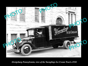 OLD LARGE HISTORIC PHOTO OF ORWIGSBURG PENNSYLVANIA, THE ICE CREAM TRUCK c1930 2