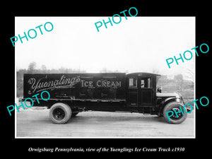 OLD LARGE HISTORIC PHOTO OF ORWIGSBURG PENNSYLVANIA, THE ICE CREAM TRUCK c1930 1