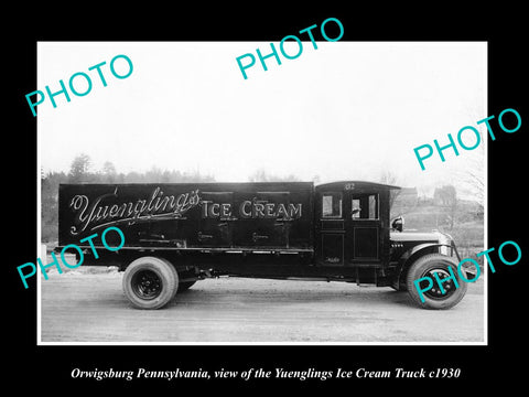 OLD LARGE HISTORIC PHOTO OF ORWIGSBURG PENNSYLVANIA, THE ICE CREAM TRUCK c1930 1