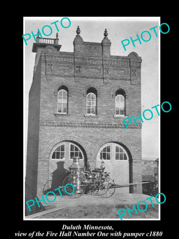 OLD LARGE HISTORIC PHOTO DULUTH MINNESOTA, VIEW OF THE FIRE STATION No 1 c1880