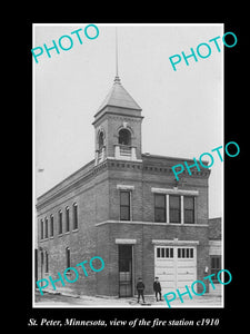 OLD LARGE HISTORIC PHOTO ST PETER MINNESOTA, VIEW OF THE FIRE STATION c1910