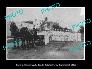 OLD LARGE HISTORIC PHOTO CROSBY MINNESOTA, VIEW OF THE FIRE DEPARTMENT c1915