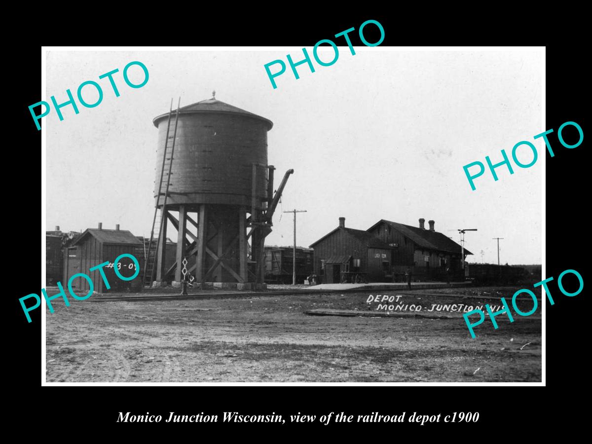 OLD LARGE HISTORIC PHOTO OF MONICO JUNCTION WISCONSIN, THE RAILROAD DE ...