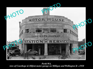 OLD LARGE HISTORIC PHOTO OF PERTH WEST AUSTRALIA, THE C&O MOTOR GARAGE c1930