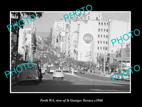 OLD LARGE HISTORIC PHOTO OF PERTH WEST AUSTRALIA VIEW OF St GEORGES TERRACE 1960