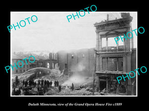 OLD LARGE HISTORIC PHOTO DULUTH MINNESOTA, THE GRAND OPERA HOUSE FIRE c1889