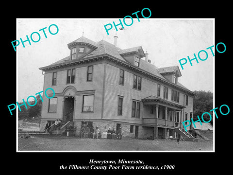 OLD LARGE HISTORIC PHOTO HENRYTOWN MINNESOTA, VIEW OF THE POOR FARM HOME c1900