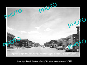 OLD LARGE HISTORIC PHOTO OF BROOKINGS SOUTH DAKOTA, THE MAIN ST & STORES c1950