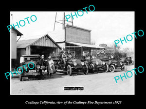 OLD LARGE HISTORIC PHOTO OF COALINGA CALIFORNIA, THE FIRE DEPARTMENT TEAM 1925