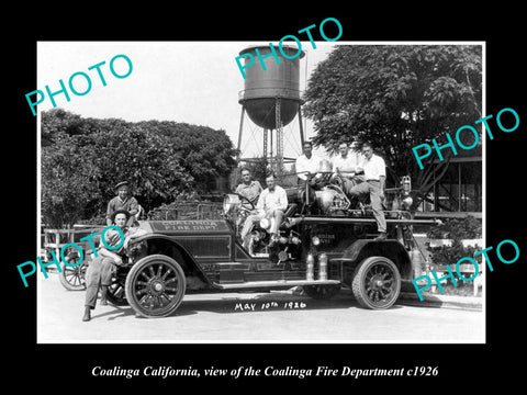 OLD LARGE HISTORIC PHOTO OF COALINGA CALIFORNIA, THE FIRE DEPARTMENT TEAM 1926