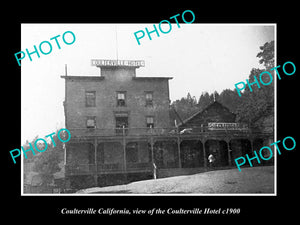 OLD LARGE HISTORIC PHOTO OF COULTERVILLE CALIFORNIA, THE COULTERVILLE HOTEL 1900