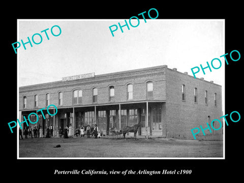 OLD LARGE HISTORIC PHOTO OF PORTERVILLE CALIFORNIA, THE ARLINGTON HOTEL c1900