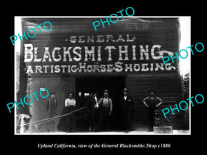 OLD LARGE HISTORIC PHOTO OF UPLAND CALIFORNIA, VIEW OF THE BLACKSMITH SHOP c1900