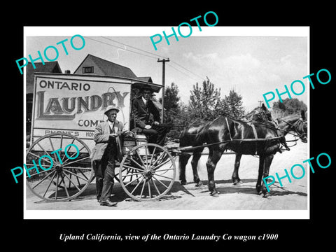 OLD LARGE HISTORIC PHOTO OF UPLAND CALIFORNIA, THE ONTARIO LAUNDRY Co WAGON 1900