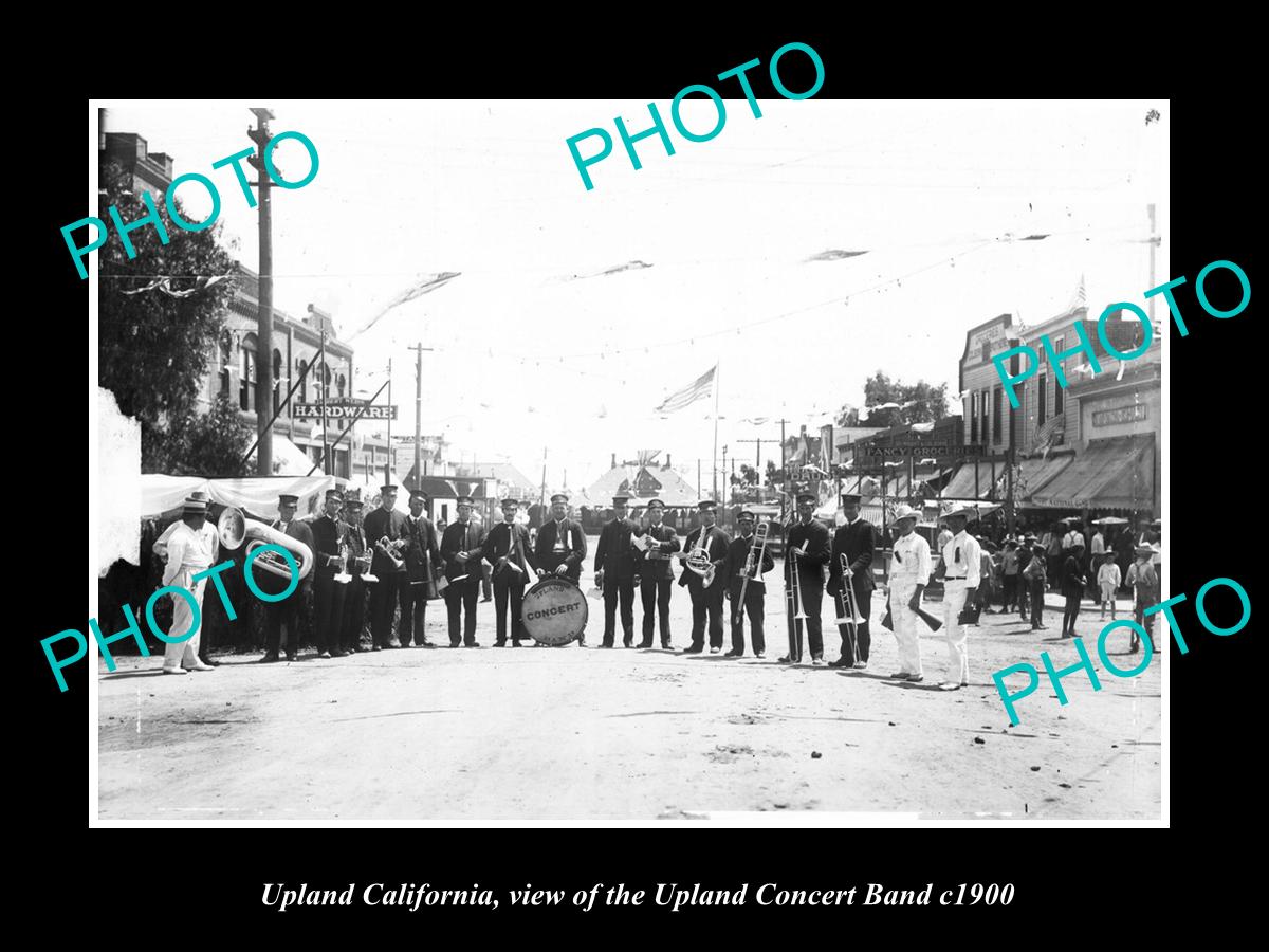 OLD LARGE HISTORIC PHOTO OF UPLAND CALIFORNIA, THE UPLAND CONCERT BAND c1900