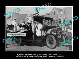 OLD LARGE HISTORIC PHOTO OF UPLAND CALIFORNIA, THE UPLAND HOSPITAL TRUCK c1918