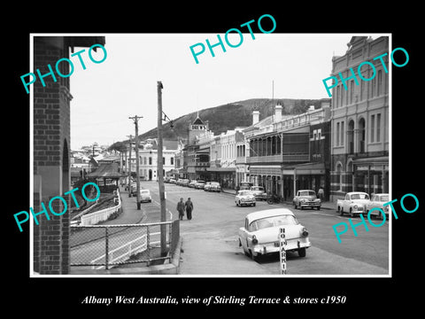 OLD LARGE HISTORIC PHOTO OF ALBANY WEST AUSTRALIA, STERLING Tce & STORES c1950