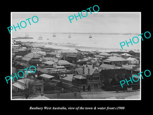 OLD LARGE HISTORIC PHOTO OF BUNBURY WEST AUSTRALIA, THE TOWN & WATERFRONT c1900