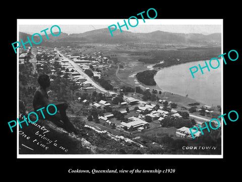 OLD LARGE HISTORIC PHOTO OF COOKTOWN QUEENSLAND, VIEW OF THE TOWNSHIP c1920