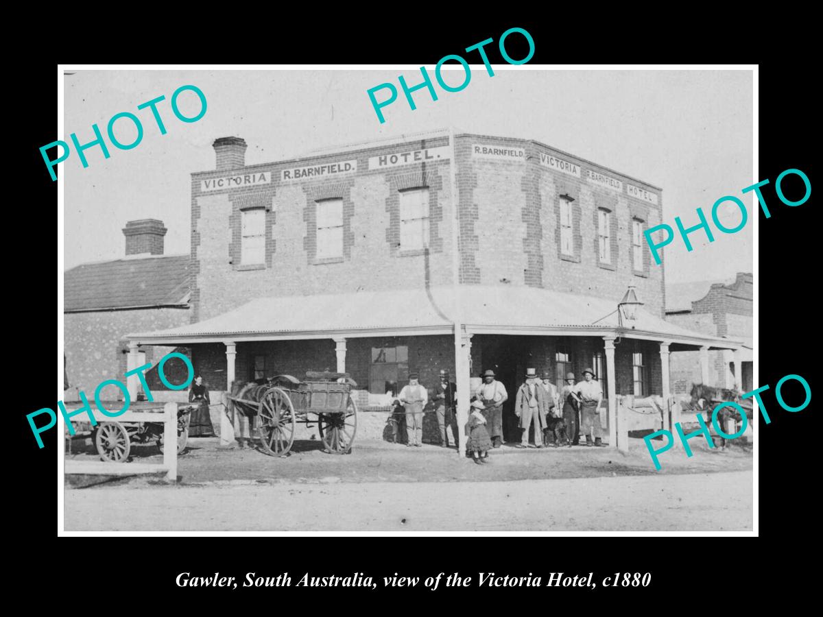 OLD LARGE HISTORIC PHOTO OF GAWLER SOUTH AUSTRALIA, THE VICTORIA HOTEL c1880