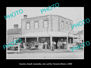 OLD LARGE HISTORIC PHOTO OF GAWLER SOUTH AUSTRALIA, THE VICTORIA HOTEL c1880