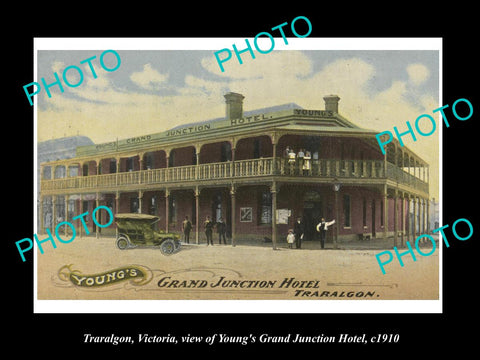 OLD LARGE HISTORIC PHOTO OF TRARALGON VICTORIA, THE GRAND JUNCTION HOTEL c1910