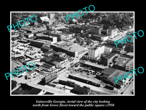 OLD LARGE HISTORIC PHOTO OF GAINESVILLE GEORGIA, AERIAL VIEW OF THE CITY c1950