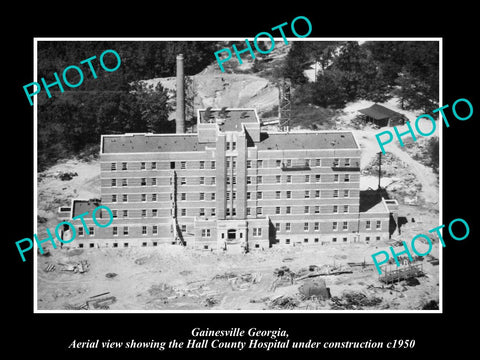 OLD LARGE HISTORIC PHOTO OF GAINESVILLE GEORGIA, THE HALL COUNTY HOSPITAL c1950