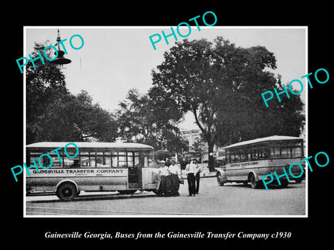 OLD LARGE HISTORIC PHOTO OF GAINESVILLE GEORGIA, THE GAINESVILLE BUS Co c1930